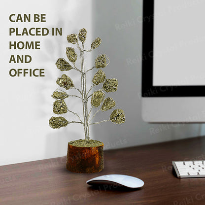 Natural Raw Rough Pyrite Crystal Stone Tree 19 cm | Pyrite Gemstone Money Tree for Wealth, Prosperity, Abundance, Success & Positive Energy | Home Office Décor & Vastu