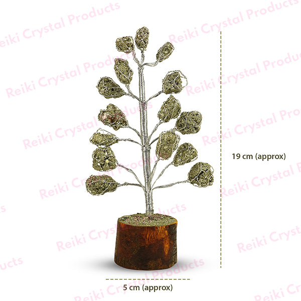 Natural Raw Rough Pyrite Crystal Stone Tree 19 cm | Pyrite Gemstone Money Tree for Wealth, Prosperity, Abundance, Success & Positive Energy | Home Office Décor and Vastu