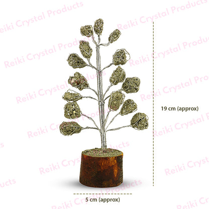 Natural Raw Rough Pyrite Crystal Stone Tree 19 cm | Pyrite Gemstone Money Tree for Wealth, Prosperity, Abundance, Success & Positive Energy | Home Office Décor and Vastu
