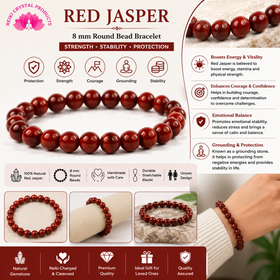 Natural Red Jasper 8 mm Bead Bracelet – Strength, Balance & Protection Stone