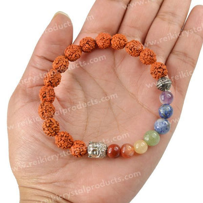 Natural Rudraksha with 7 Chakra Buddha Head Bracelet