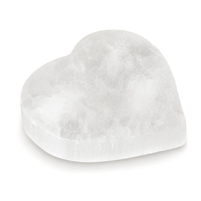 Natural Selenite Heart Charging Plate 8 cm | Selenite Crystal Charging Disc for Crystal Cleansing, Energy Charging, Meditation, Vastu & Home Décor