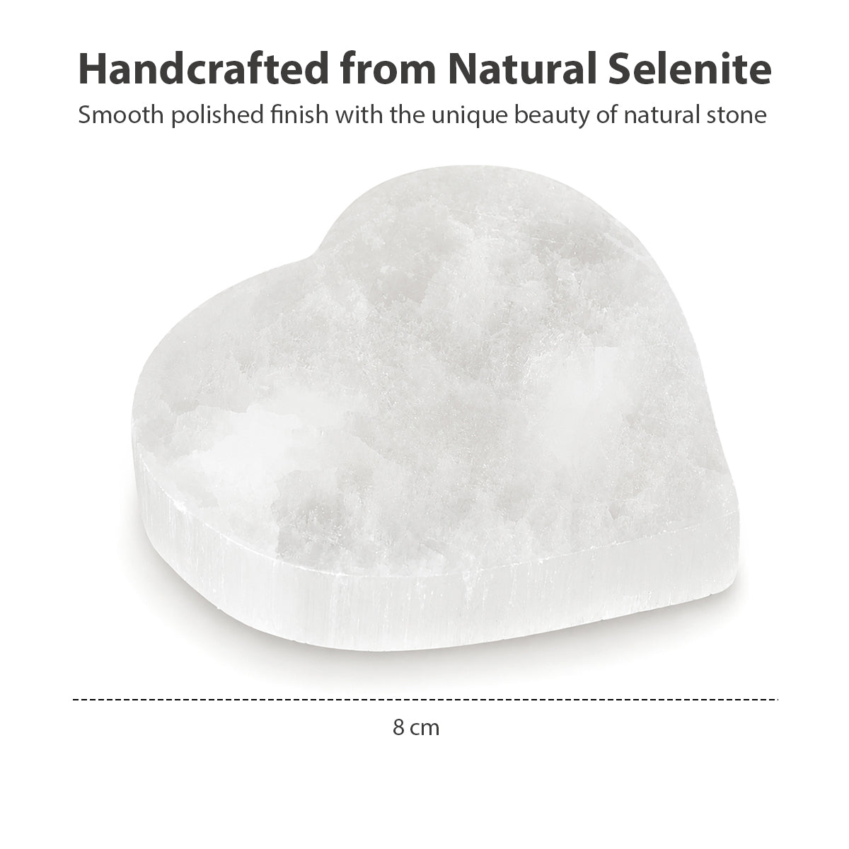 Natural Selenite Heart Disc 8 cm | Crystal Charging Plate for Crystal Cleansing, Energy Charging, Meditation, Spiritual Healing, Home Décor & Vastu