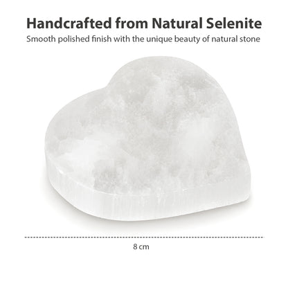Natural Selenite Heart Disc 8 cm | Crystal Charging Plate for Crystal Cleansing, Energy Charging, Meditation, Spiritual Healing, Home Décor & Vastu