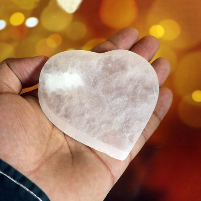 Natural Selenite Heart Disc 8 cm | Crystal Charging Plate for Crystal Cleansing, Energy Charging, Reiki, Meditation, Home Décor & Spiritual Healing
