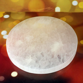 Natural Selenite Round Disc 12 cm | Crystal Charging Plate for Crystal Cleansing, Energy Charging, Reiki, Meditation, Home Décor & Spiritual Healing