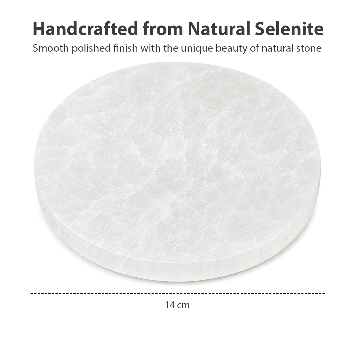 Natural Selenite Round Disc Crystal Charging Plate 14 cm | Crystal Cleansing & Energy Charging Plate