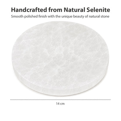 Natural Selenite Round Disc Crystal Charging Plate 14 cm | Crystal Cleansing & Energy Charging Plate