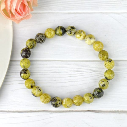 Natural Serpentine 8mm Faceted Bead Bracelet for Protection, Healing, Emotional Balance & Spiritual Growth | Reiki Charged Gemstone Bracelet for Men & Women