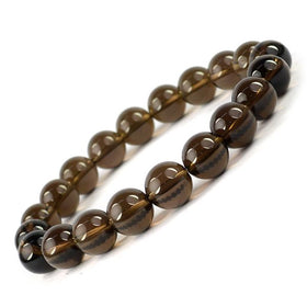 Natural Smoky Quartz 10 mm Round Bead Bracelet for Protection, Grounding, Stress Relief & Emotional Balance | Reiki Charged Gemstone Bracelet for Men & Women