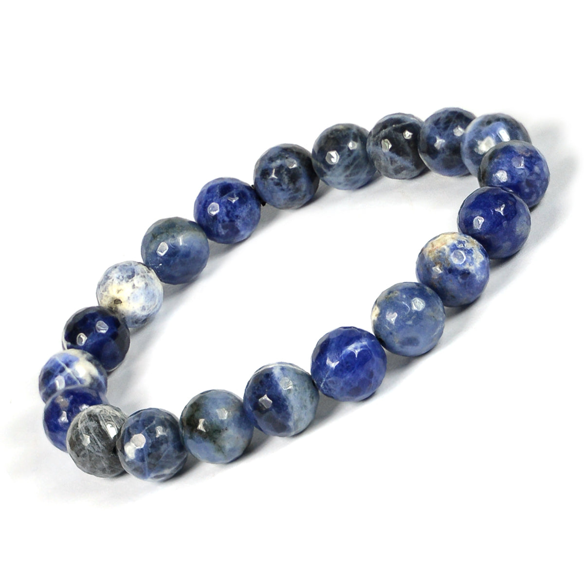 Natural Sodalite 10 mm Faceted Bead Bracelet