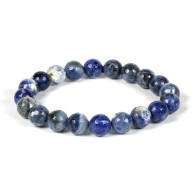 Natural Sodalite 10 mm Faceted Bead Bracelet for Wisdom, Communication, Mental Clarity & Confidence | Reiki Charged Gemstone Bracelet for Men & Women