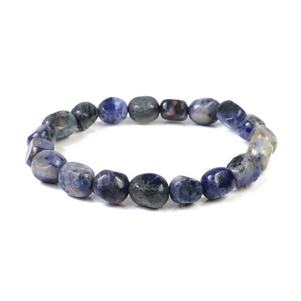 Natural Sodalite Tumble Beads Bracelet for Communication, Wisdom, Mental Clarity & Emotional Balance | Reiki Charged Gemstone Bracelet for Men & Women