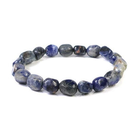 Natural Sodalite Tumble Beads Bracelet for Communication, Wisdom, Mental Clarity & Emotional Balance | Reiki Charged Gemstone Bracelet for Men & Women