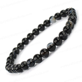 Natural Sulemani Hakik 6 mm Round Bead Bracelet for Protection, Strength, Stability & Positive Energy | Reiki Charged Gemstone Bracelet for Men & Women