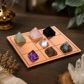Numerology Pyramid Grid | Personalized Crystal Pyramid Grid Customized as Per Date of Birth | Natural Crystal Numerology Grid for Energy Balance, Vastu & Manifestation