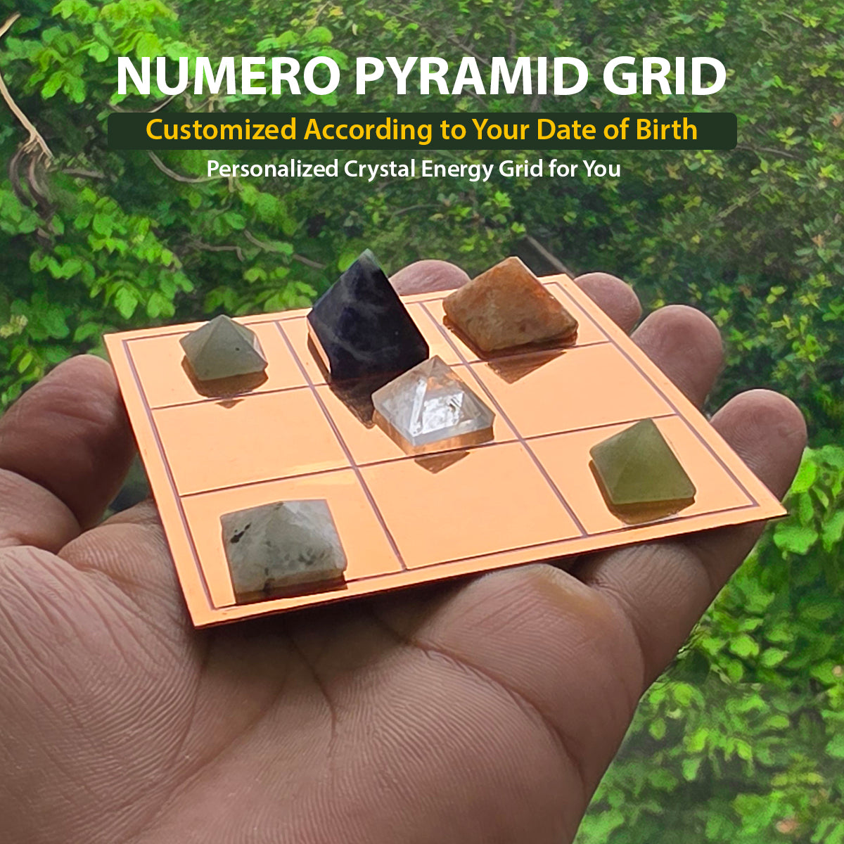 Numerology Pyramid Grid | Personalized Natural Crystal Grid by Date of Birth