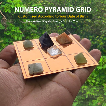 Numerology Pyramid Grid | Personalized Natural Crystal Grid by Date of Birth