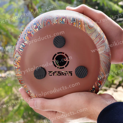OM Decorative Tongue Happy (Hapi) Musical Drum 15 cm (6 Inch) for Meditation, Sound Healing, Yoga & Relaxation | Metal Tongue Drum with 2 Mallets, Carry Bag