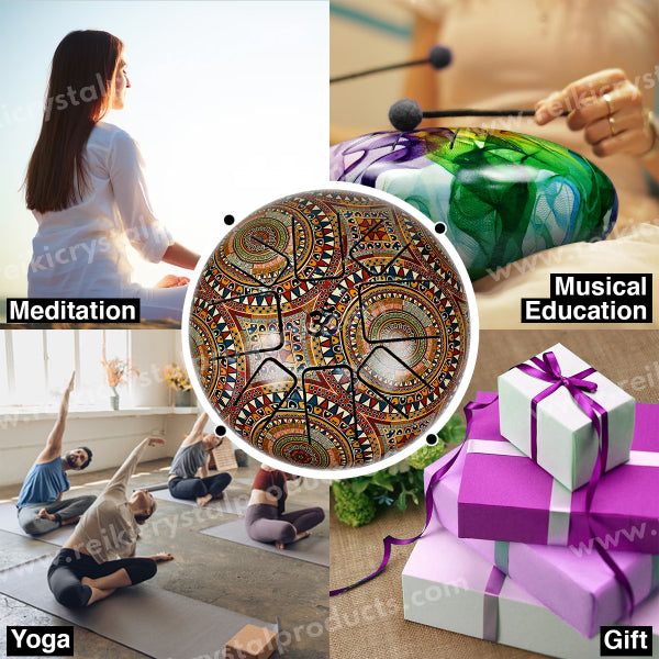 OM Tongue Happy Hapi Musical Drum 20.3 cm (8 Inch) for Meditation, Sound Healing, Yoga & Relaxation | Metal Tongue Drum