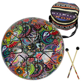 OM Tongue Happy (Hapi) Musical Drum 25.4 cm (10 Inch) for Meditation, Sound Healing, Yoga & Relaxation | Metal Tongue Drum with 2 Mallets & Carry Bag