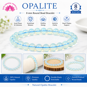 Opalite 8 mm Round Bead Bracelet for Calmness, Emotional Balance, Confidence & Positive Energy  Crystal Bracelet for Men & Women
