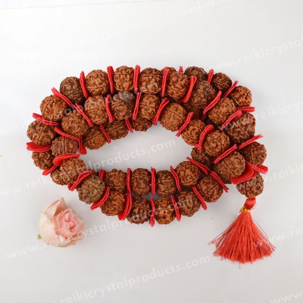 Original 5 Five Mukhi Rudraksha Velvet Kantha Mala 54+1 Beads 14 mm for Peace, Focus, Meditation & Spiritual Growth