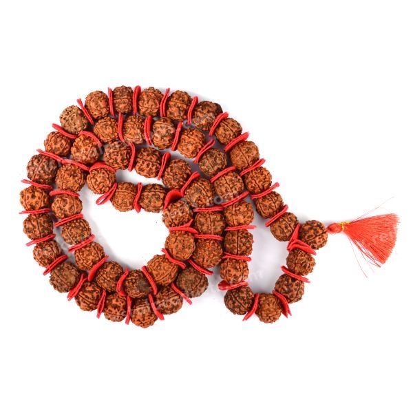 Original 5 Mukhi Rudraksha Velvet Kantha Mala 54+1 Beads 14 mm for Peace, Focus, Meditation & Spiritual Growth
