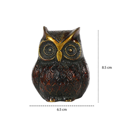 Brass Owl Statue for Vastu Remedy | 600 Gram Solid Brass Owl Idol for Wisdom, Protection & Positive Energy | Decorative Brass Owl Figurine for Home, Office & Study Table
