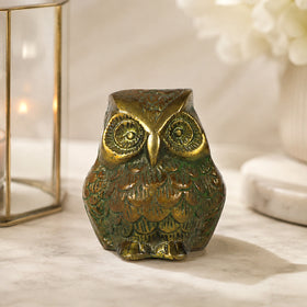 Brass Owl Statue for Vastu Remedy | 300 Gram Solid Brass Owl Idol for Wisdom, Protection & Positive Energy | Decorative Brass Owl Figurine for Home, Office & Study Table
