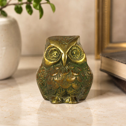 Brass Owl Statue for Vastu Remedy | 300 Gram Solid Brass Owl Idol for Wisdom, Protection & Positive Energy | Decorative Brass Owl Figurine for Home, Office & Study Table