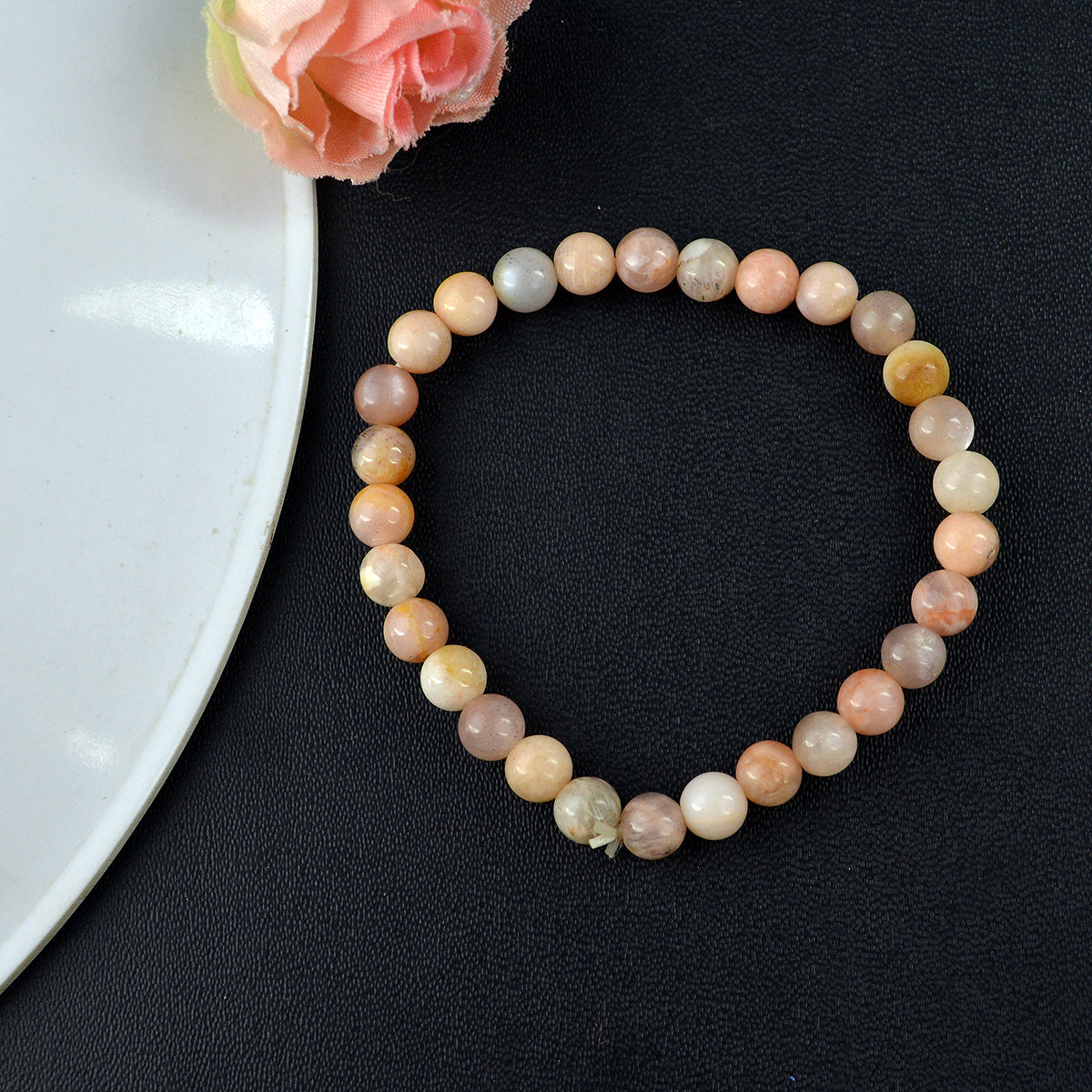 Peach Moonstone Crystal Bracelet | Natural Healing Gemstone Bracelet for Love & Feminine Energy