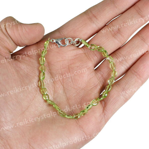 Peridot Adjustable Oval Beads Bracelet for Prosperity, Growth, Happiness & Positive Energy