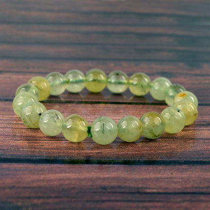 Prehnite 10mm Round Bead Bracelet for Healing, Emotional Balance, Inner Peace & Positive Energy | Reiki Charged Gemstone Bracelet for Men & Women