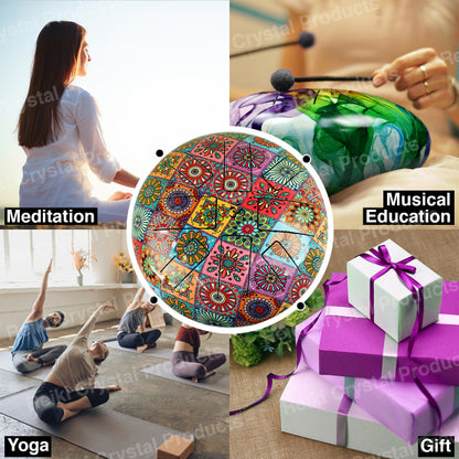 Premium OM Tongue Happy (Hapi) Musical Drum 25.4 cm (10 Inch) for Meditation, Sound Healing, Yoga & Relaxation Metal Tongue Drum & Carry Bag