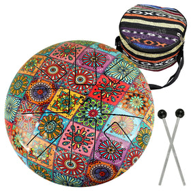 Premium OM Tongue Happy (Hapi) Musical Drum 25.4 cm (10 Inch) for Meditation, Sound Healing, Yoga & Relaxation | Metal Tongue Drum with 2 Mallets & Carry Bag