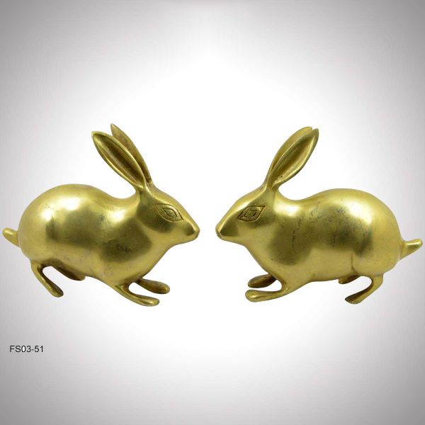 Pure Brass Rabbit Pair Showpiece