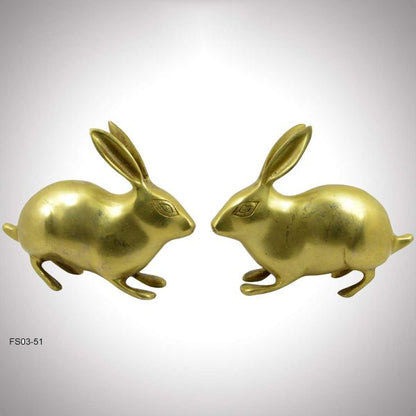 Pure Brass Rabbit Pair Showpiece