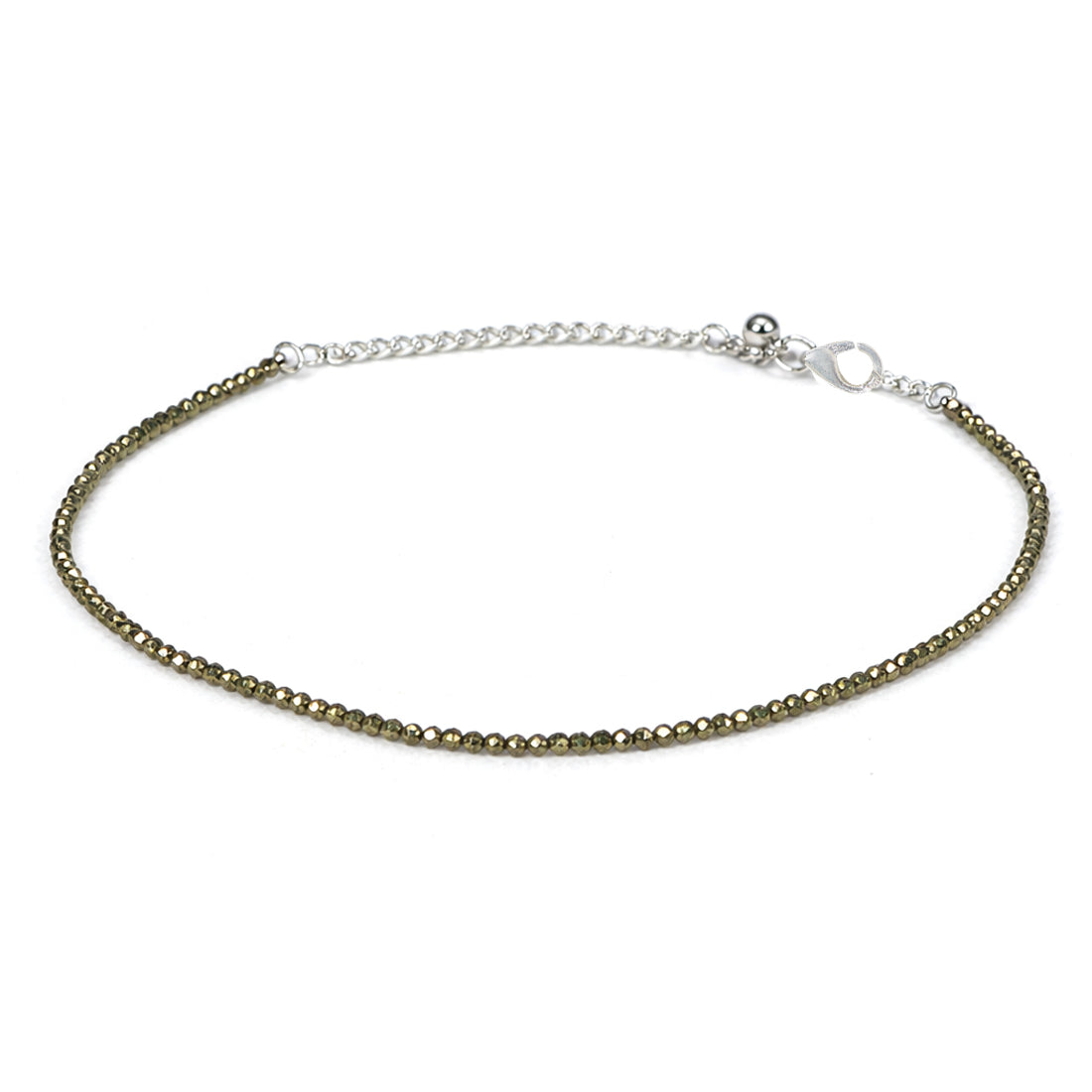 Natural Pyrite Crystal Beaded Anklet for Women | Adjustable Gemstone Anklet