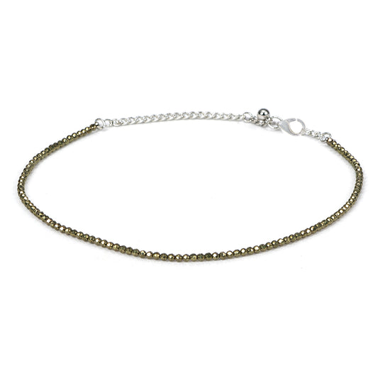 Natural Pyrite Crystal Beaded Anklet for Women | Adjustable Gemstone Anklet