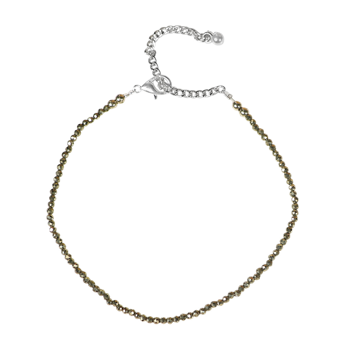 Natural Pyrite Crystal Beaded Anklet for Women | Adjustable Gemstone Anklet