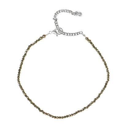 Natural Pyrite Crystal Beaded Anklet for Women | Adjustable Gemstone Anklet