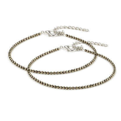 natural pyrite anklet combo pack of 2
