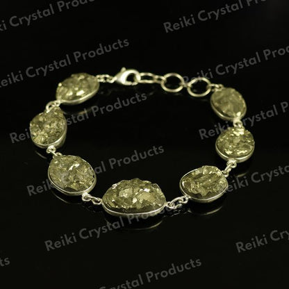 Pyrite Adjustable Metal Bracelet for Wealth