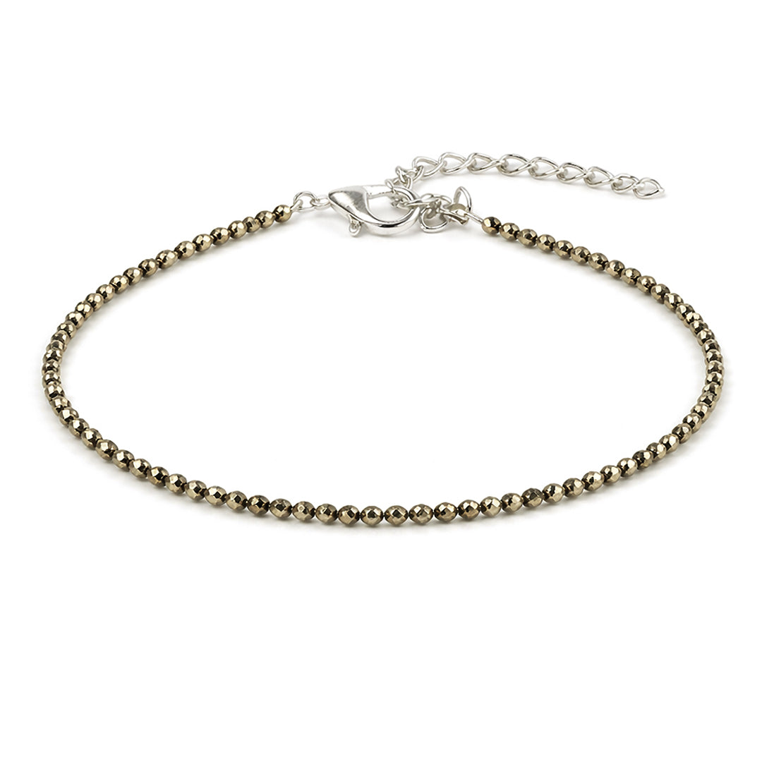 Pyrite Anklet – Money Attraction & Abundance Crystal Anklet for Prosperity, Confidence & Success | Reiki Charged Healing Anklet