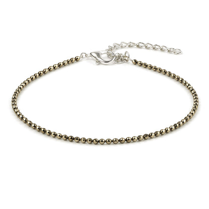 Pyrite Anklet – Money Attraction & Abundance Crystal Anklet for Prosperity, Confidence & Success | Reiki Charged Healing Anklet
