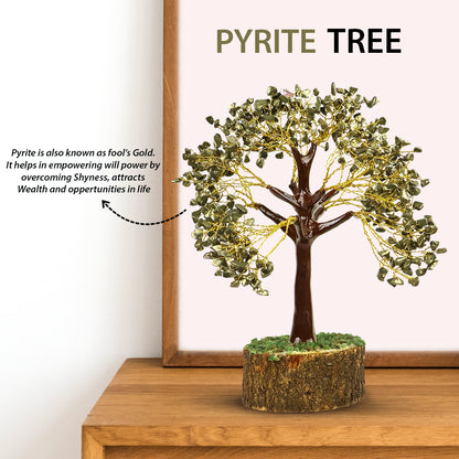 Pyrite Crystal Stone Tree | Natural Pyrite Gemstone Money Tree for Wealth, Prosperity