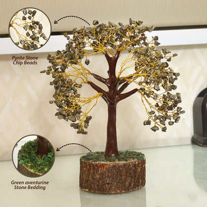 Pyrite Crystal Stone Tree | Natural Pyrite Gemstone Money Tree for Wealth, Prosperity, Abundance