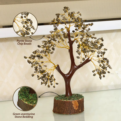 Pyrite Crystal Stone Tree | Natural Pyrite Gemstone Money Tree for Wealth, Prosperity, Abundance, Success & Positive Energy | Home Office Décor, Vastu 