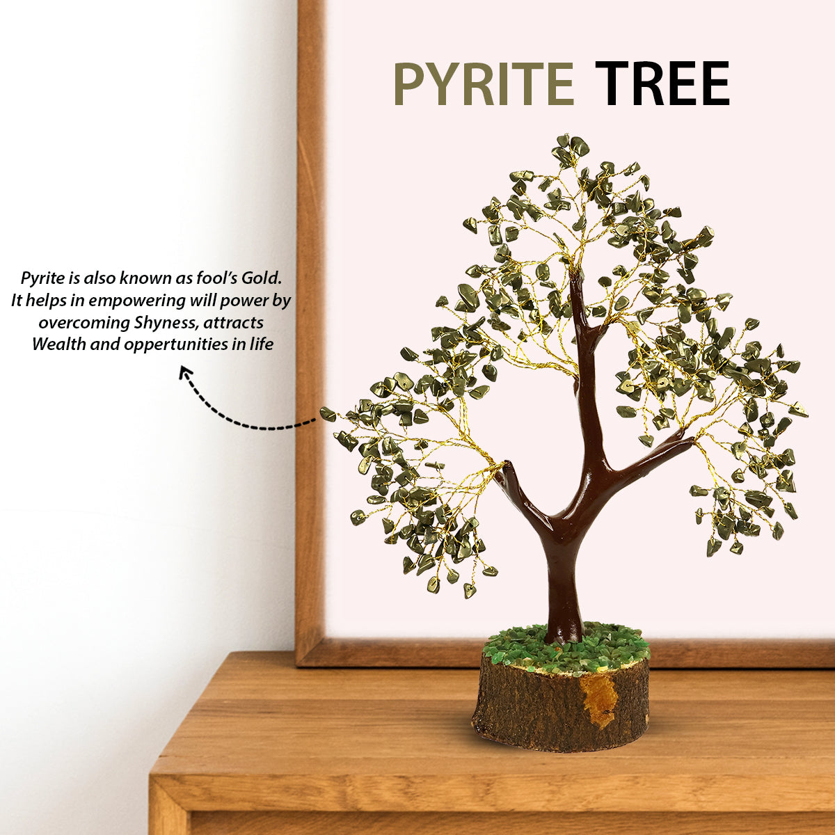 Pyrite Crystal Stone Tree | Natural Pyrite Gemstone Money Tree for Wealth, Prosperity, Abundance, Success & Positive Energy | Home Office Décor, Vastu and  Feng Shui